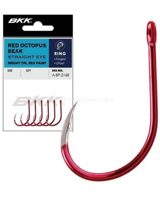 Red Octopus Beak In-Line 4/0 Bkk Hooks Haken