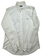 White Polo Ralph Lauren Mens Custom Fit Oxford Shirt Large RL White Pony