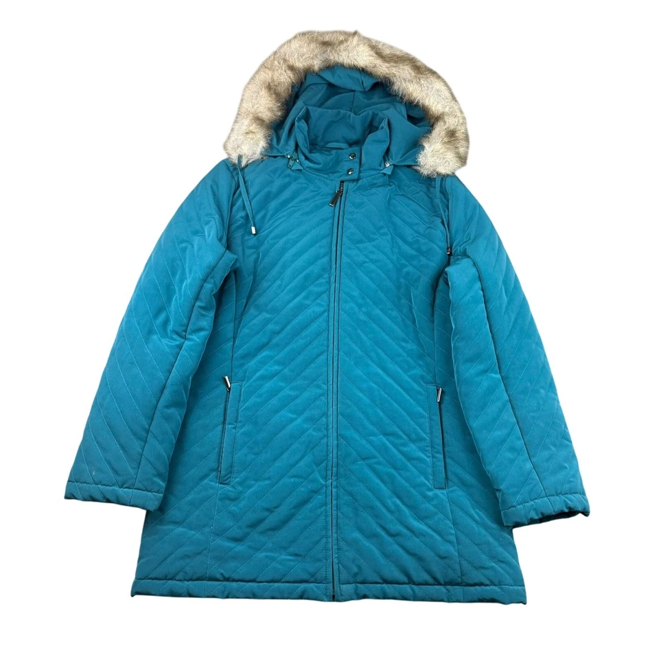 Chaqueta acolchada pequeña para mujer White Stag con capucha de piel sintética Foto 4 de 4