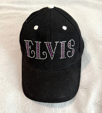 Graceland Elvis Presley Souvenir Black Baseball Hat Cap Bling Purple Silver -...