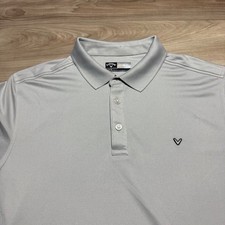 Callaway Polo Shirt Mens Large Grey Opti-Dri Performance Golf Short Sleeve Logo