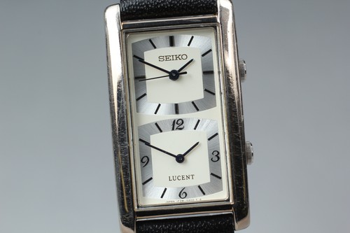 Vintage 1995 Casi Como Nuevo Seiko Lucent 1F2W-5A00 Tank Dual Time Reloj Dama... - Imagen 2 de 10