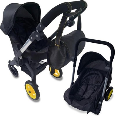 2-in-1 Convertible Doll Stroller and Car Seat for Kids Black Adjustable  Baby | eBay