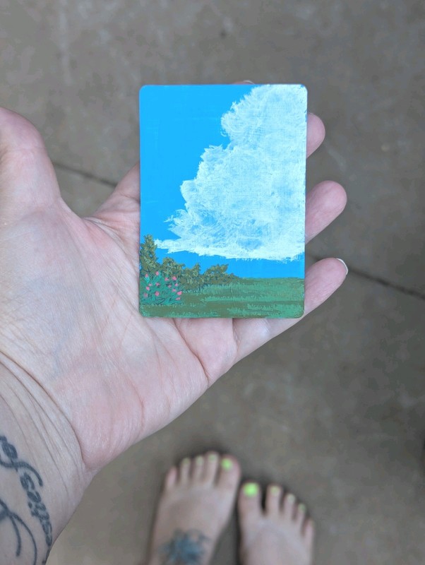 ACEO original Acrylic Landscape Painting  Beautiful Blue Sky And Cloud