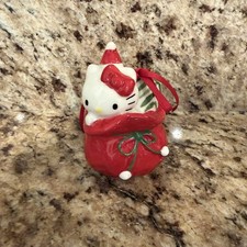 New Sanrio 2024 Hello Kitty Santa Sack Ceramic Christmas Holiday Tree Ornament