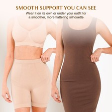 Women's Anti Chafing Slip Shorts Under Dress High Waist Shapewear Seamless Beige