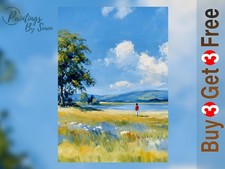 Landscape 5"x7" Print on Matte Paper | Peaceful Lakeside Countryside Art