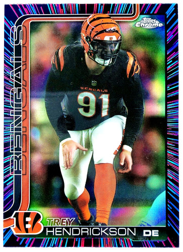 2025 Topps Chrome TREY HENDRICKSON #65 Neon Pulse Refractor - Bengals