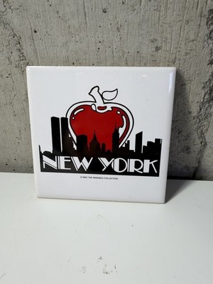 Rare NYC Big Apple Porcelain Coaster Vintage Wall Tile New York City 1993