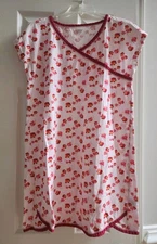 Garnet Hill Organic Cotton Asian Wrap Floral Nightgown SIZE M Cottagecore Sleep