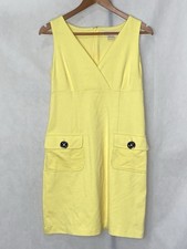 Michael Kors canary yellow sleeveless v-neck dress Patch Front Pockets Size 4