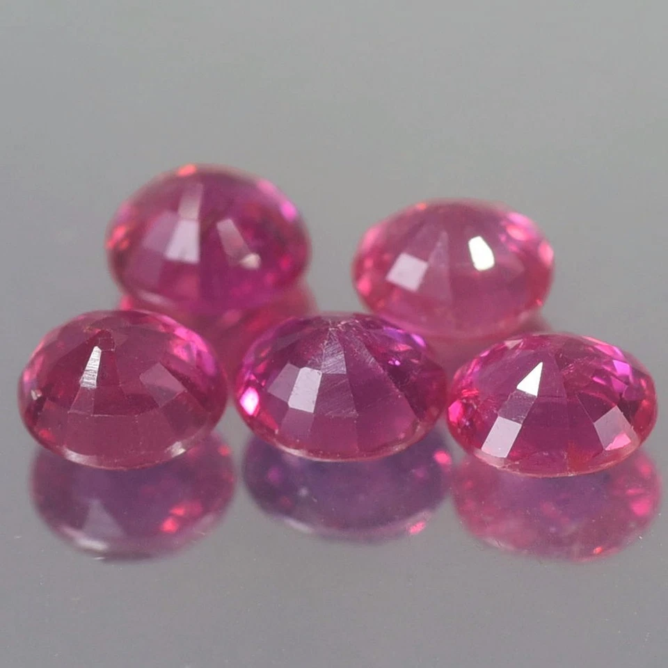 1.62CT CHARMING VVS-VS 5PCS UNHEATED OVAL PINKISH RED RUBY NATURAL - Image 3 of 3