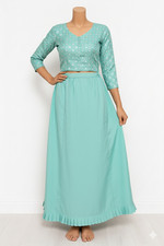 Women Saree Underskirt Petticoat inner skirt Turquoise Color Cotton blend M/L