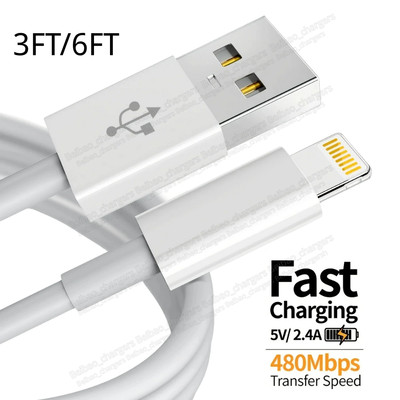 USB Fast Charger Cable Cord 3/6FT For Apple iPhone 5 6 7 8 X 11 12 13 14 Pro MAX