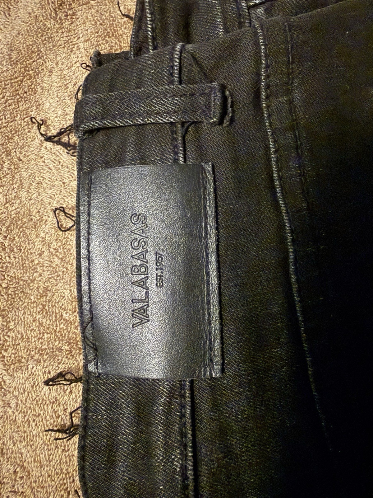 VALABASAS Patchwork Distressed Stretch Black Deni… - image 1