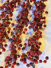 ONE Pottery Barn RED PEPPERBERRY GARLAND 5’ Pepper Berry Glass
