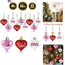 24 Pcs Heart Ornaments for Valentine's Day - Lightweight Plastic Decor