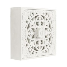 Saanvi Traditional Carved Wood Wall Cabinet; 20 x 6 x 20; White; Dimensional ...