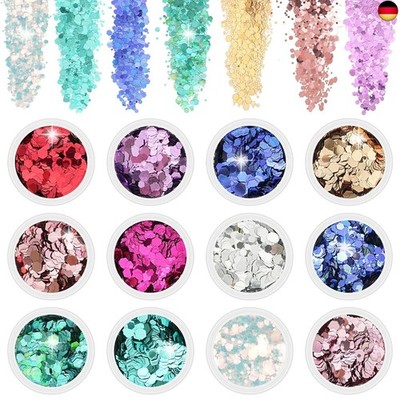 Festival Glitzer Gesicht, 12 Farben Gesicht Body Glitter, Chunky Sequin Face