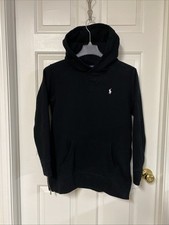 Polo Ralph Lauren Hoodie Sweatshirt Black White Pony Logo Side Zippers Adult M