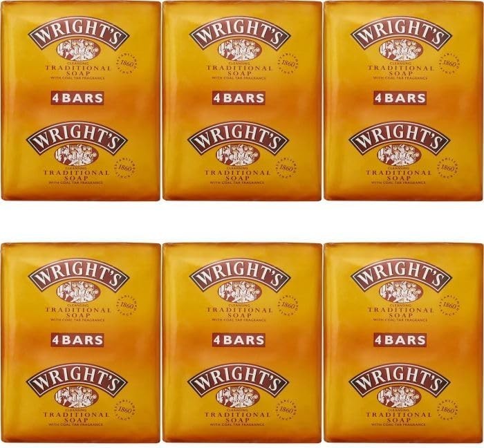 Wrights Coal Tar Soap 100g Bar Traditional Antiseptic  4x6 ( 24 Soap pack of 6 )