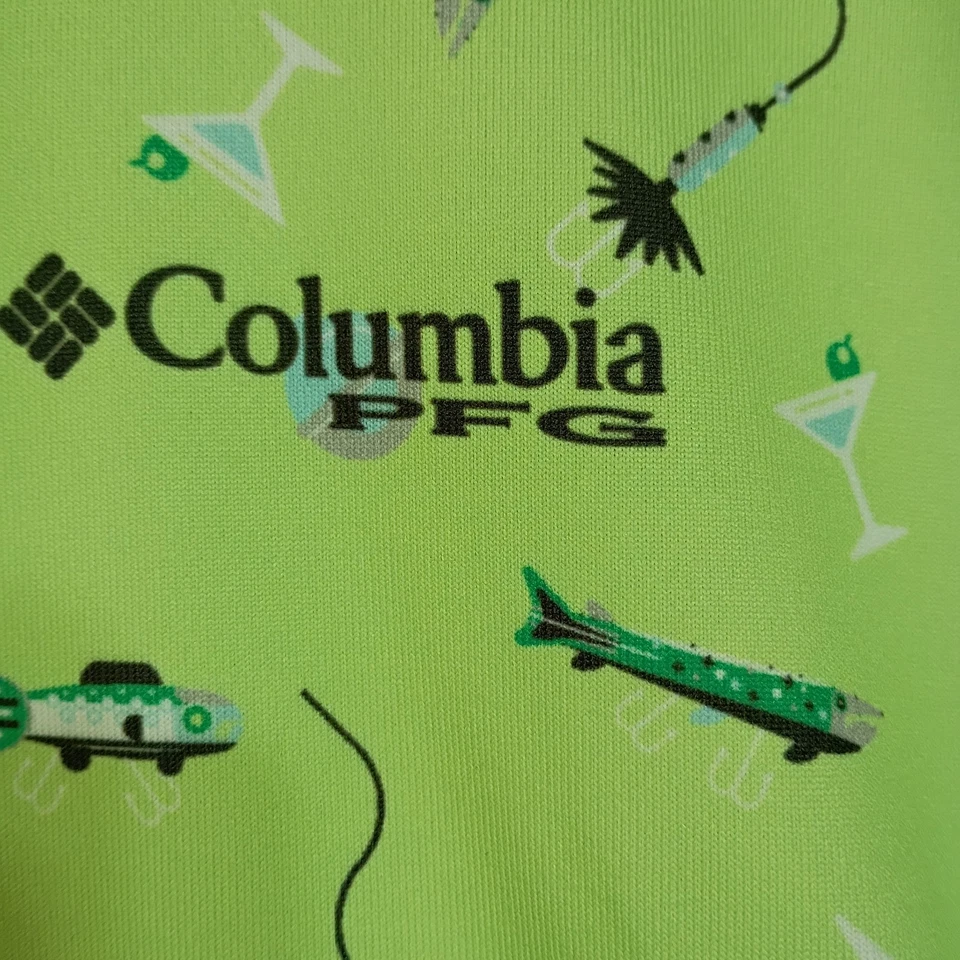 Polo Columbia PFG Hombre XL Pesca Martini Estampado Rendimiento Omni Tono Verde Foto 4 de 4