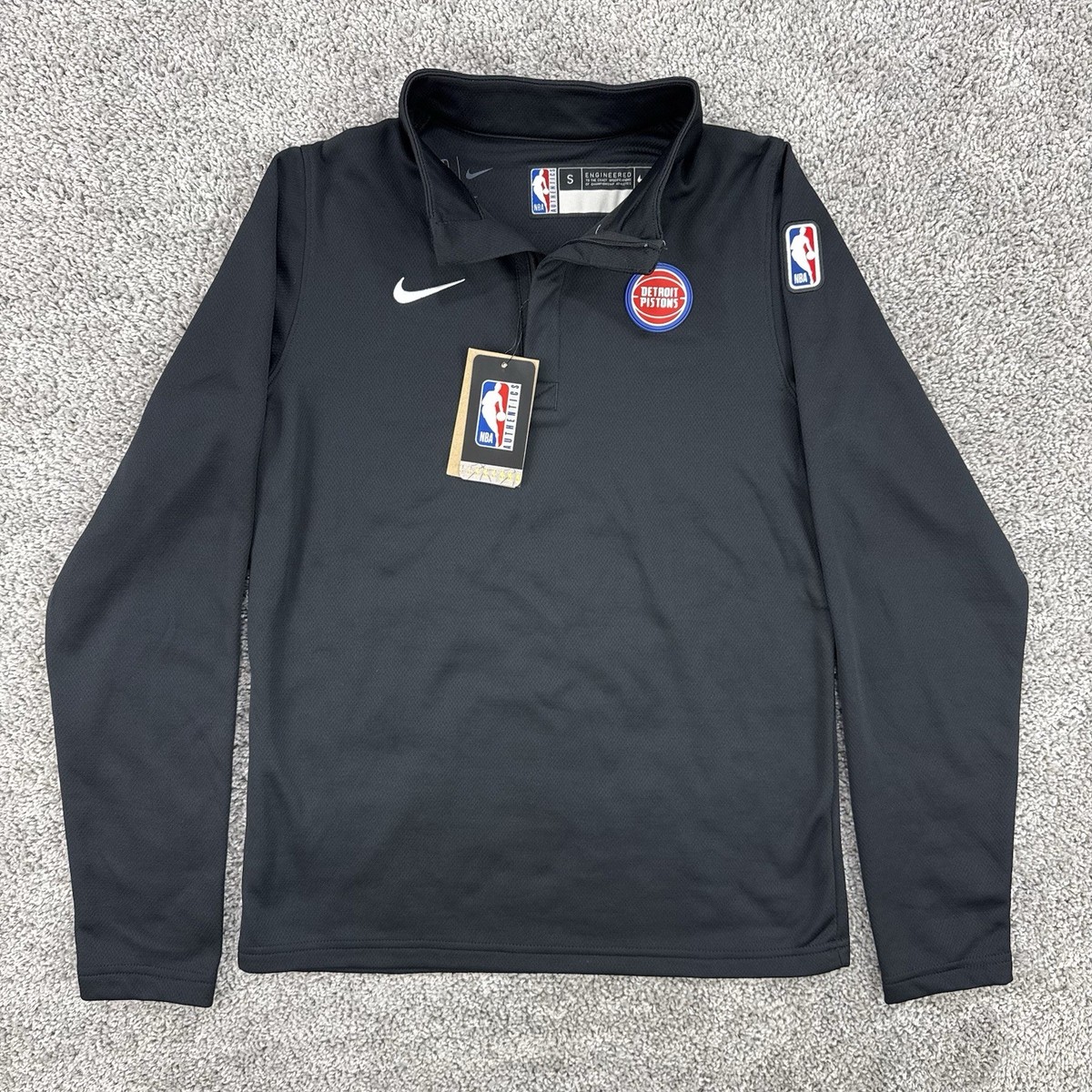 Nike Detroit Pistons 1/4 Zip Pullover Men's NWT S Black Dri-Fit