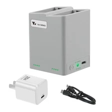 Charging hub and 35W USB-C charger for Mini 4/3 and Mini 3 drone batteries