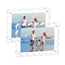 Scalloped Magnetic Picture Frame 4x6 Inch - 2Pack Clear Acrylic 4X6 2 Pack