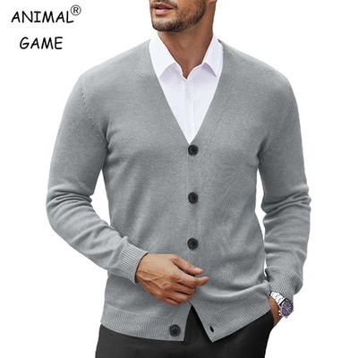 New Men's V Neck Cardigan Sweatcoats Casual Lightweight Button Down Knitted Card