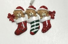 Personalized Christmas Ornaments- Bears in Stockings- Family of 3, 5 6