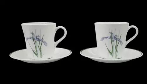 Vintage Corning Ware Corelle Shadow Iris Floral Cup & Saucer Set of 4