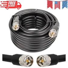 PL259 CB Coax Cable 50ft, RG8 UHF Male PL-259 Cable 50 Ohm UHF