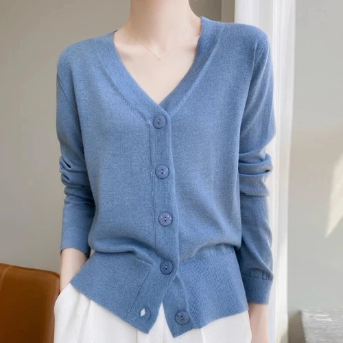 Faux Cashmere Button Front Long Sleeve Women's Cardigan Sweater Cardigan Jumpers - Picture 15 of 31