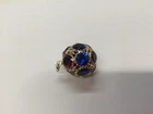 10K GOLD VINTAGE LARGE BALL PENDANT RED AND BLUE STONES 12.54 GRAMS NO DAMAGE.