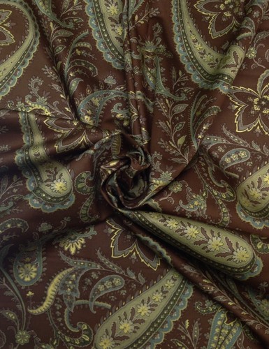 RICHLOOM DANBURY CHOCOLATE BROWN PAISLEY COTTON MULTIUSE FABRIC BY THE YARD 54"W - Picture 4 of 5