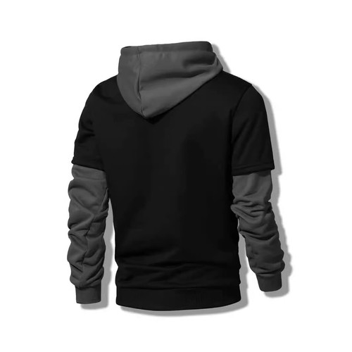 Herren Kapuzenpullover Kontrastfarbe Kordelzug Tasche Langarm Hoodie - Bild 4 von 20