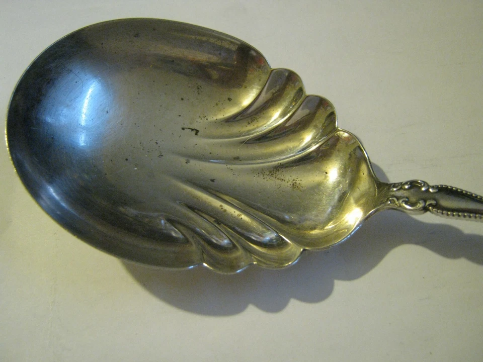 Ложка для запекания ягодная Alvin Sterling Silver 1900 RALEIGH большая 9 1/2 дюйма, не моно - Изображение 3 из 4