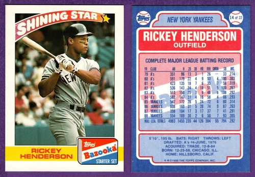 Rickey Henderson New York Yankees 1989 Topps Bazooka Shining Star Oddball #14