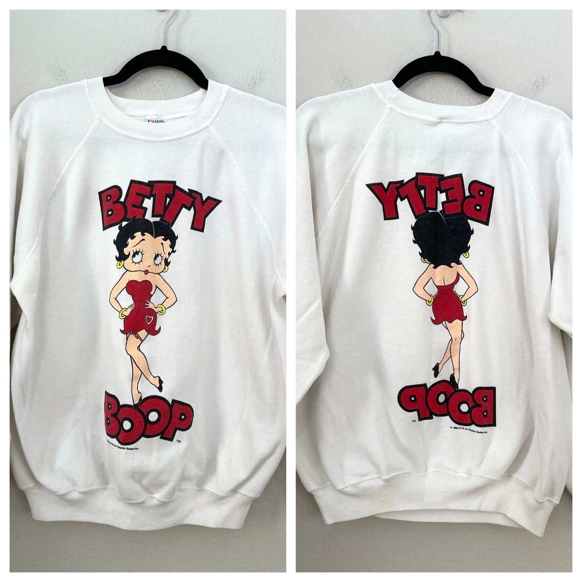 Vintage 1988 Hanes Betty Boop Sweatshirt XL White Long
