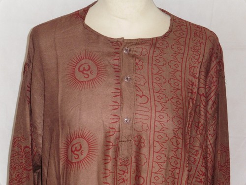 Hindu God Print Kurta Long Sleeve Shirt Ethnic Ganesh Krishna Natraj Om Shiva - Picture 22 of 48