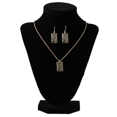 Silver Strike Ladies Ace Of Clubs Silver Necklace & Earring