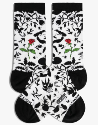 Jimmy Lion Socks Mid-Calf Unisex Men's Women's Size Medium New Rose Floral