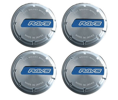 Rays Gram Lights Center Cap for 57CR & 57DR Wheels Chrome Cap Blue Logo (4-Pack)
