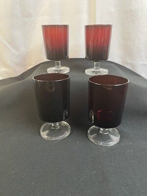 Luminarc Verries D'Arques Ruby Red With Clear Stem Wine Goblet  France