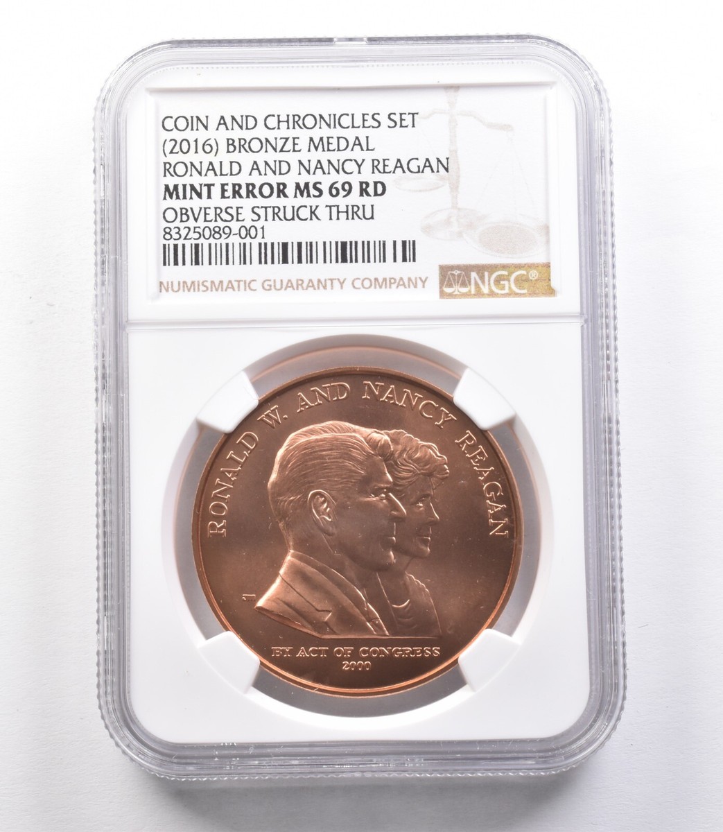 2016) Bronze Medal Reagan Coin Chronicles Mint Error Struck Thru