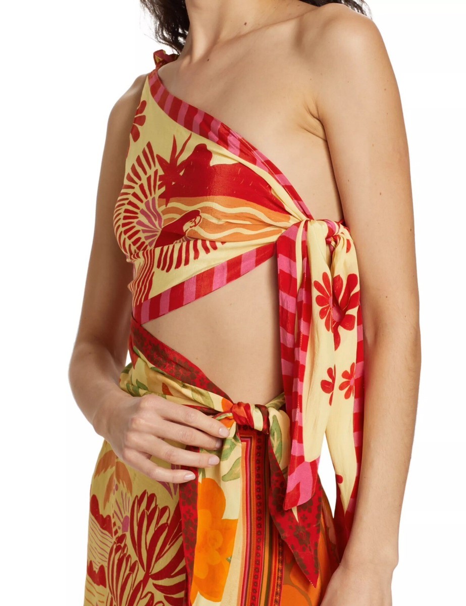 orange fruit garden scarf midi dress Yellow Summer Fruit Scarf Midi Dress FARM Rio