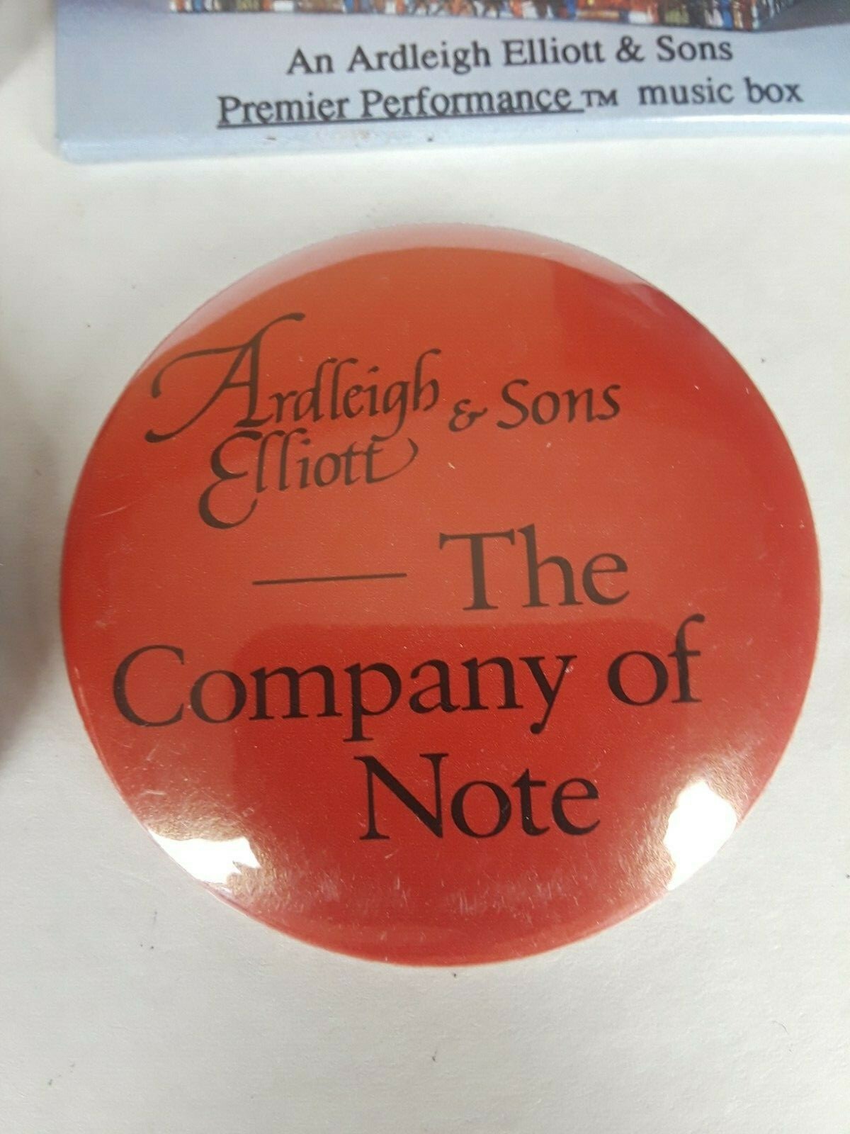 Vtg Lot of 4 Promotional Ardleigh Elliott & Sons Music Box Pin-Back Buttons