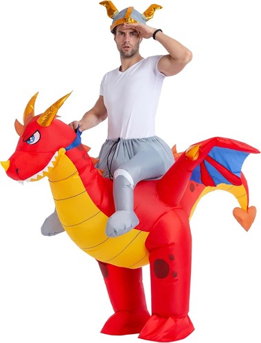 Spooktacular Creations Riding a Fire Dragon Air Blow-up Kostüm - Erwachsene Größe A. - Bild 2 von 7