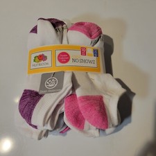 Fruit Of The Loom Girls Ankle Socks 10 Pairs Shoe Size S 6-10.5